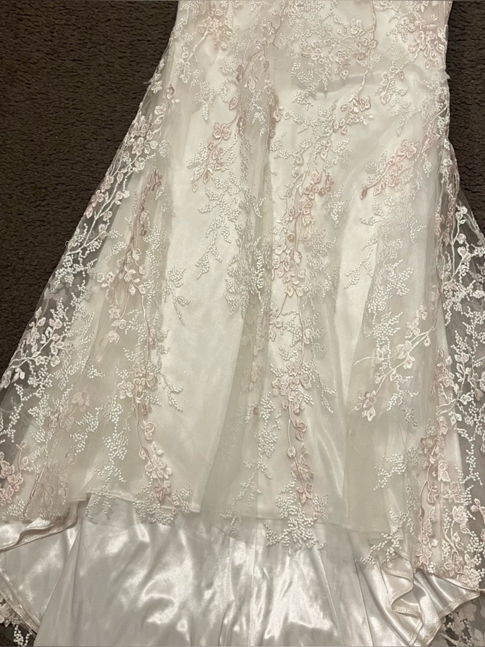 Sherri Hill White & Pale Pink Floral Appliqué Prom Dress - Picture 10 of 16